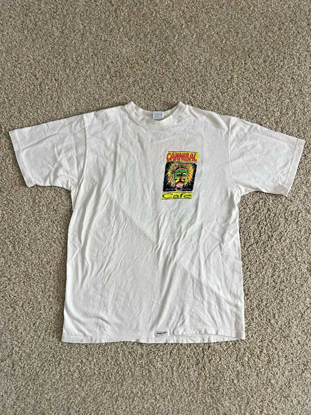 Vintage Crazy Shirts Hawaii Cannibal Cafe Single Stitch T-Shirt Cotton Size L